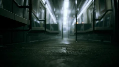 8K empty metal subway train in urban Chicago Stock Illustration