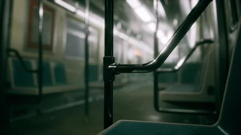 8K empty metal subway train in urban Chicago Stock Illustration