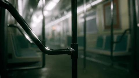 8K empty metal subway train in urban Chicago Stock Illustration