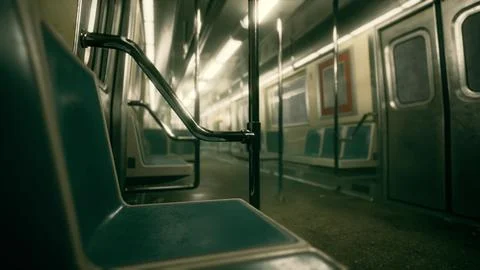 8K empty metal subway train in urban Chicago Stock Illustration