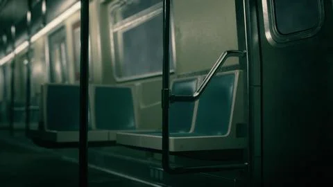 8K empty metal subway train in urban Chicago Stock Illustration
