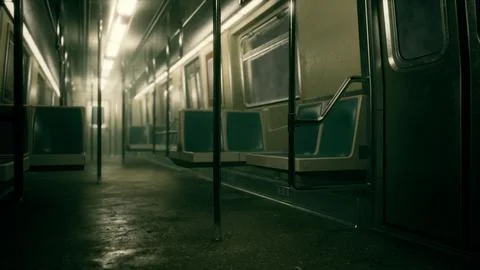 8K empty metal subway train in urban Chicago Stock Illustration