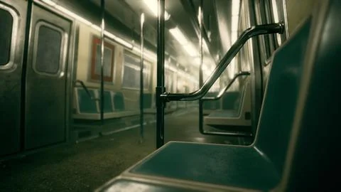 8K empty metal subway train in urban Chicago Stock Illustration