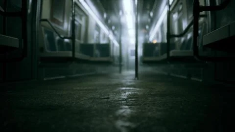 8K empty metal subway train in urban Chicago Stock Illustration