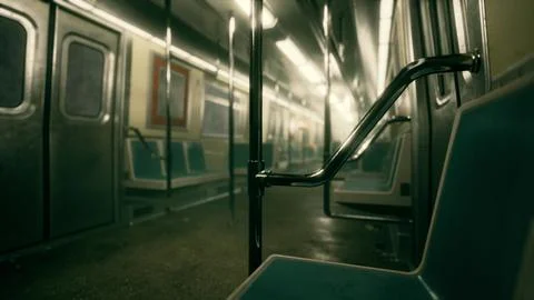 8K empty metal subway train in urban Chicago Stock Illustration