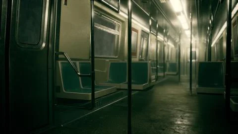 8K empty metal subway train in urban Chicago Stock Illustration