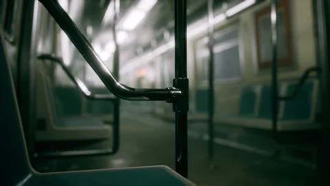 8K empty metal subway train in urban Chicago Stock Illustration