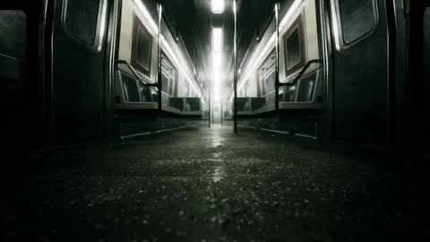 8K empty metal subway train in urban Chicago Stock Illustration