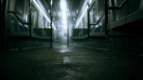 8K empty metal subway train in urban Chicago Stock Illustration