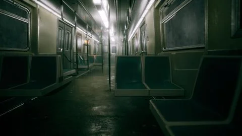 8K empty metal subway train in urban Chicago Stock Illustration
