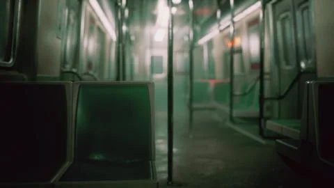 8K empty metal subway train in urban Chicago Stock Illustration