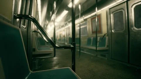 8K empty metal subway train in urban Chicago Stock Illustration