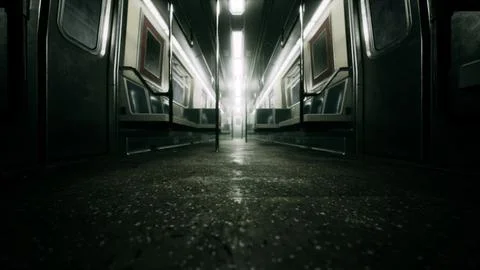 8K empty metal subway train in urban Chicago Stock Illustration