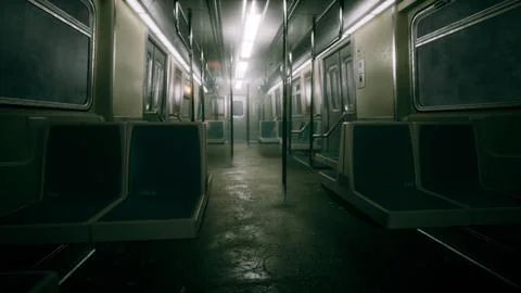 8K empty metal subway train in urban Chicago Stock Illustration
