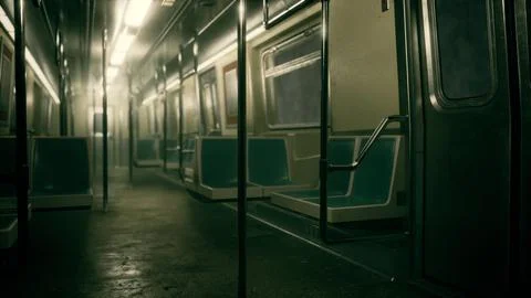 8K empty metal subway train in urban Chicago Stock Illustration