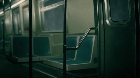 8K empty metal subway train in urban Chicago Stock Illustration