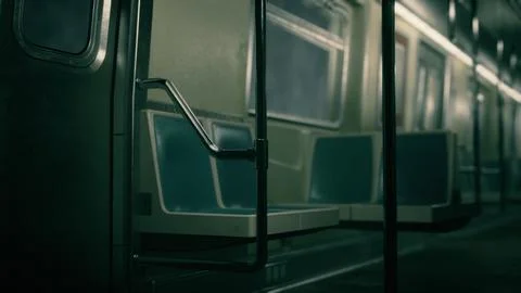 8K empty metal subway train in urban Chicago Stock Illustration