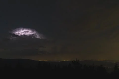 8K Epic lightning storm over the cities Stock Footage 255485806