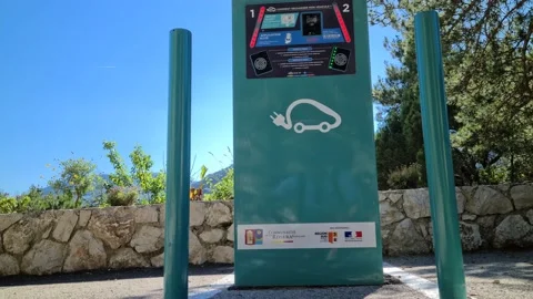 8K EV Charging Station Stock Footage 132162678