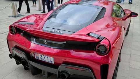 8K Ferrari 488 Pista Rear View Stock Footage 141663106