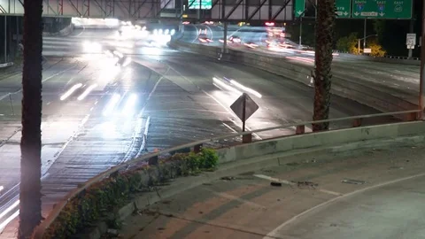 8K Freeway Traffic in Los Angeles Downtown Time Lapse Stock Footage