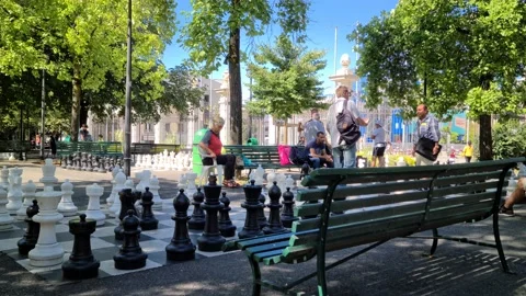 8K Giant Chess Game Stock Footage 138441781