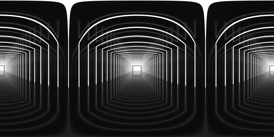 8K HDRI map, tunnel for rendering cars with neon lights Stock Illustration