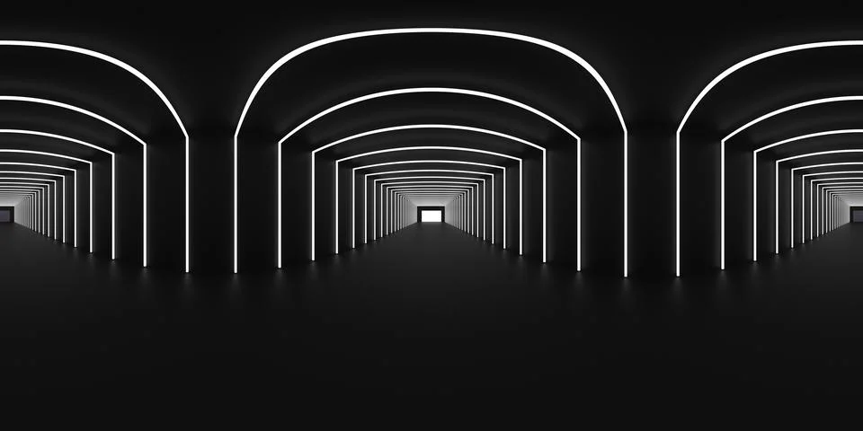8K HDRI map, tunnel for rendering cars with neon lights Stock Illustration
