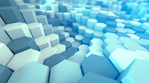 8k Hexagons pattern abstract waving Loop animation Uhd blue Stock Footage 68925844