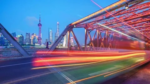 8K Hyper-move: China Shanghai busy traffic. (seamless connection: 78081094 ) 스톡 동영상 78082705