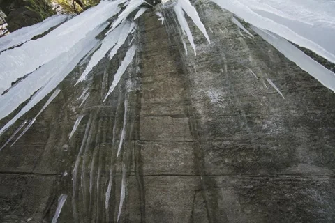 8K icicle from the bottom Stock Footage 256132980