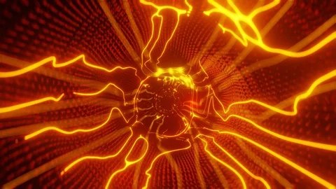 8K Infinite Seamless Loop Through A Red-Yellow Pathway of Energy Flow Stock Footage 121269792