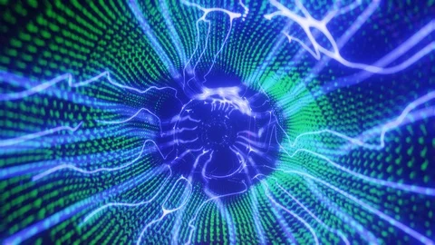 8K Infinite Seamless Loop Through A Cable Pathway of Energy Flow Stock Footage 121269805