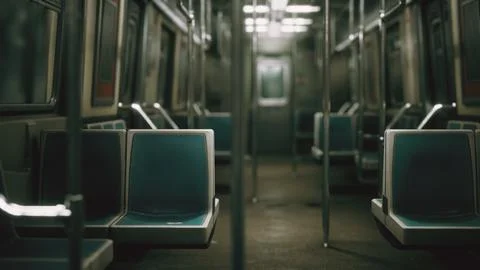 8k Inside of the old non-modernized subway car in USA Stock Illustration