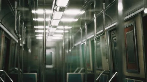 8k Inside of the old non-modernized subway car in USA Stock Illustration