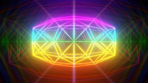 8K Kaleidoscopic Neon Light Background Rendered in 3D CGI Stock Footage 122013144