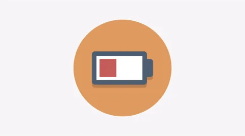 8K - Low battery indicator icon symbol round logo Stock Footage 68894972
