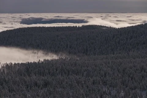 8K Low clouds move like a sea waves Stock Footage 256088705
