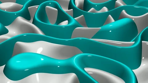 8K Luxury Background with Waves of Aqua and White Paint, 3D Render, Exclusive Stock Footage 272972505