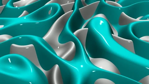 8K Luxury Background with Waves of Aqua and White Paint, Exclusive, 3D Render Stock Footage 272972513