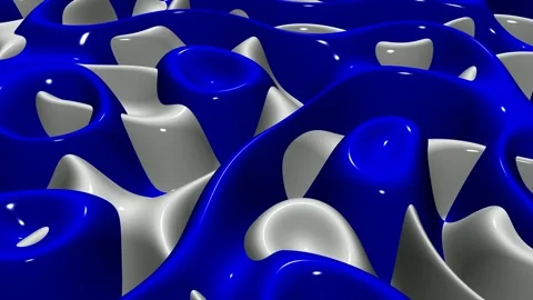 8K Luxury Background with Waves of Blue and White Paint, 3D Render, Exclusive Stock Footage 272972475