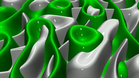 8K Luxury Background with Waves of Green and White Paint, 3D Render, Exclusive Stock Footage 272972268