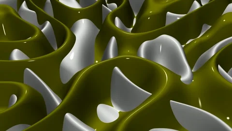 8K Luxury Background with Waves of Olive and White Paint, 3D Render, Exclusive Stock Footage 272972723