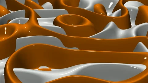 8K Luxury Background with Waves of Orange and White Paint, Exclusive, 3D Render Stock Footage 272972485