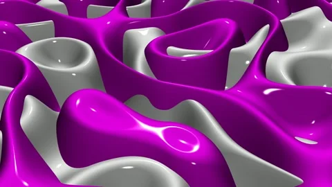 8K Luxury Background with Waves of Pink and White Paint, 3D Render, Exclusive Stock Footage 272972803