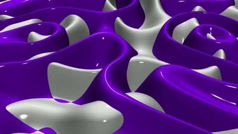 8K Luxury Background with Waves of Purple and White Paint, Exclusive, 3D Render Stock Footage 272972750