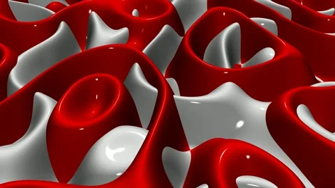 8K Luxury Background with Waves of Red and White Paint, 3D Render, Exclusive Stock Footage 272972245