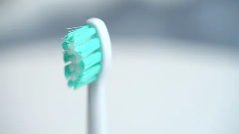 8k macro spin electric toothbrush head bristles Video stock 232746007