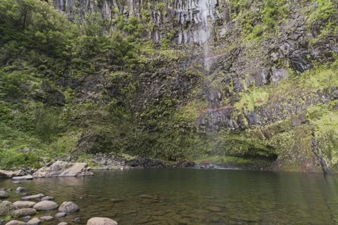8K Madeira forest waterfall Stock Footage 256311534