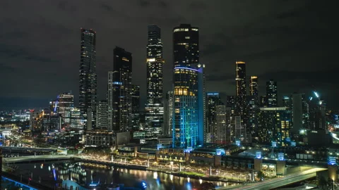 8k Melbourne time lapse at night. Stock Footage 276977941